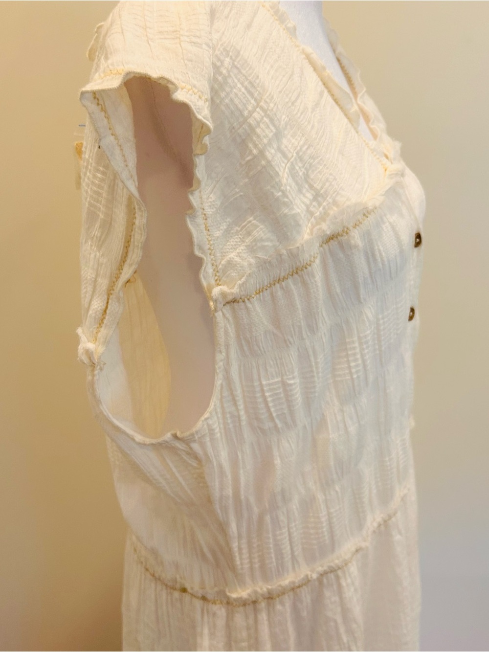 Free People desert dazed midi dress cream button front boho chic NWT XL - Picture 5 of 7